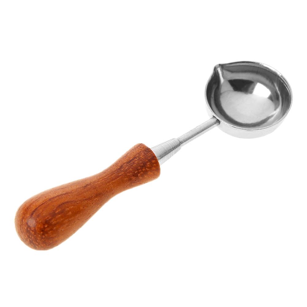 Винтажная анти-горячая ложка для сургуча с деревянной ручкой ретро-ложки для штамповки воска A#S