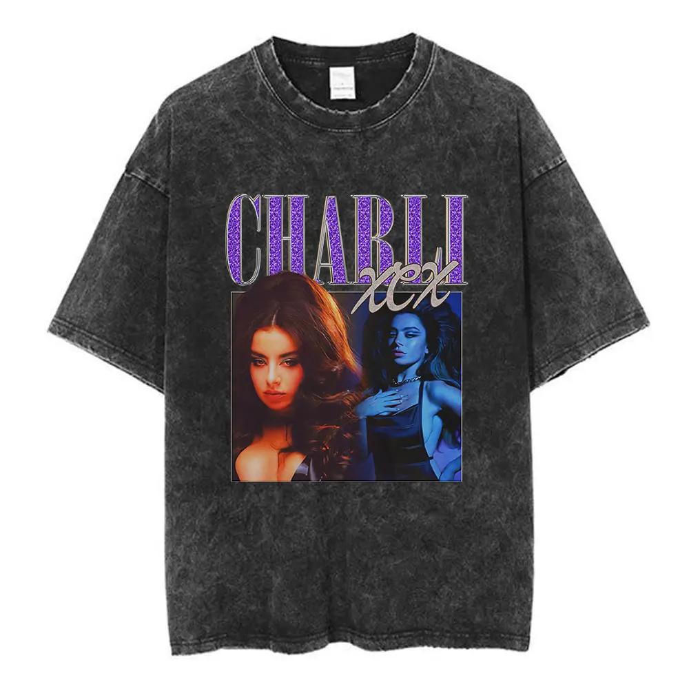 Charli Xcx Brat  Arena Tour Washed T Shirts Men Women Fashion Pop Music Tshirts Cotton Vintage Tshirt Oversized Streetwear