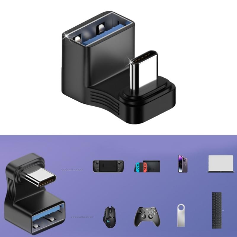 USB C 180° Адаптер, USB Type C Г-образный Адаптер, 180-градусный USB C Папа на USB 3.0 Мама Адаптер Конвертер Удлинитель