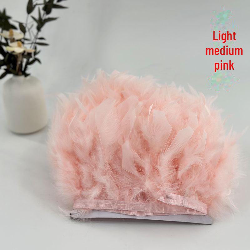 Red Lace Net Turkey Feather Strips for DIY Handmade Wedding Dance Costumes and Decorations