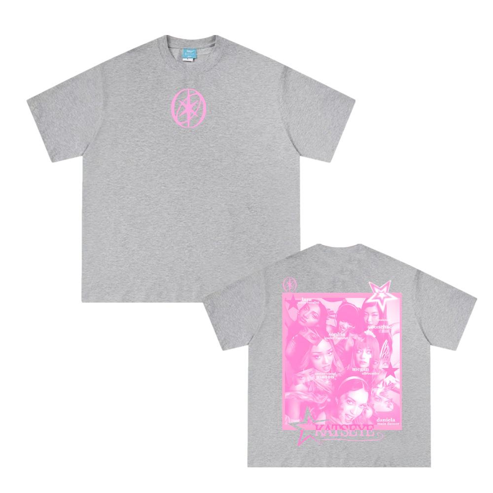 K-pop женская группа KATSEYE Футболка Летний новый стиль 100% Хлопок Высокое качество ТОПЫ Круглый вырез Удобная Женская одежда