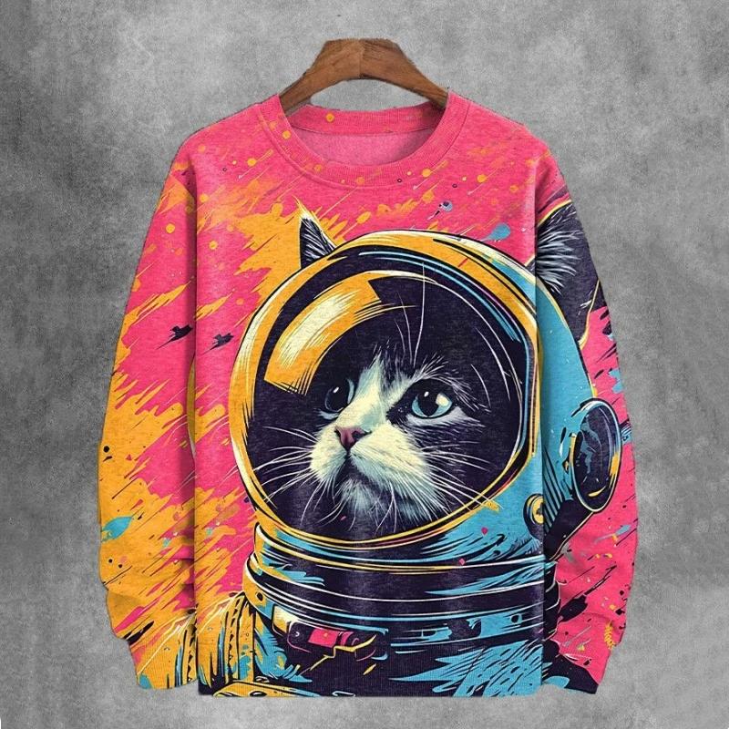 Ladies' Christmas Dwarf Print Hoodie - Casual Pullover Hoodie, Long Sleeve, 100% Polyester Knitted Fabric