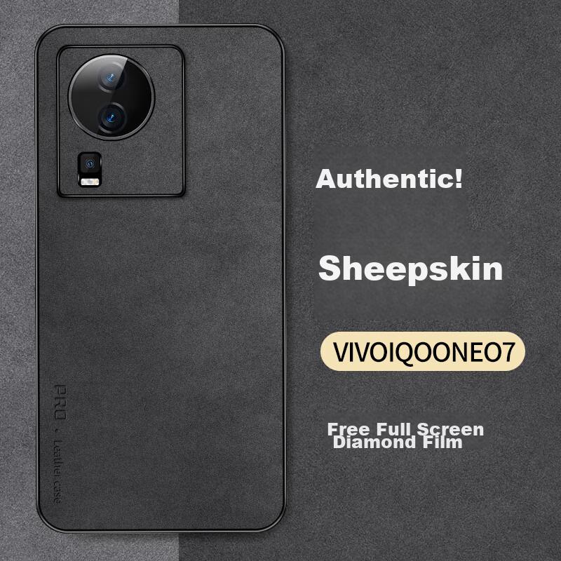Phone Case for Vivo IQOO Neo7, Shockproof Full Protection Soft with Camera Lens Cover, Luxury Silicone Outer Casen, Black Leather Cover