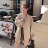 Light Khaki Korean Style Small Medium-length Windbreaker Jacket for Women Spring and Autumn New Casual Versatile Coat