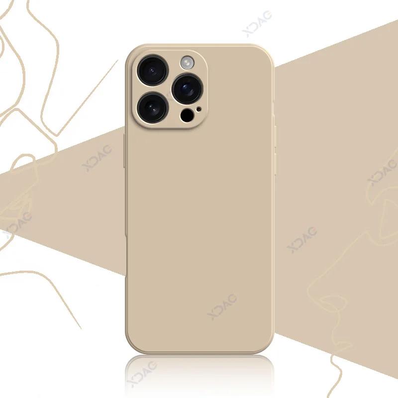 Роскошный квадратный жидкий силиконовый чехол для iPhone 16 Pro Max Plus iPhone16 16Pro 16Plus 16ProMax мягкий противоударный корпус для телефона