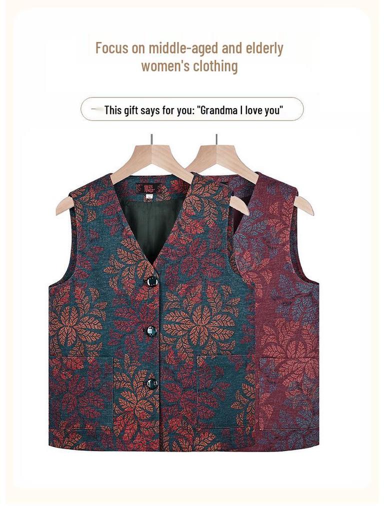 Женский кардиган без рукавов для пожилых - Жилет для бабушки большого размера на весну/осень