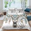 Bull Skull Duvet Cover Chic Feather Bedding Bohemian Exotic Branches Flower for Kids Teens Women Men Room Decoration Quilt Cover