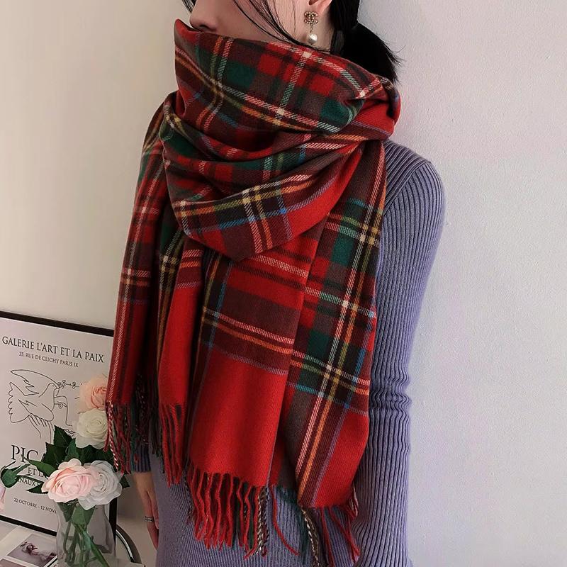 Winter Female Lattice Imitation Cashmere Scarf Autumn and Winter Thick Fashion Warm Wild Scarf Shawl Female Poncho Stoles