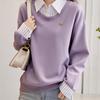 Korean Version of Age-reducing Sweatshirt for Women In Autumn New Casual Slimming Fake Two-piece Top