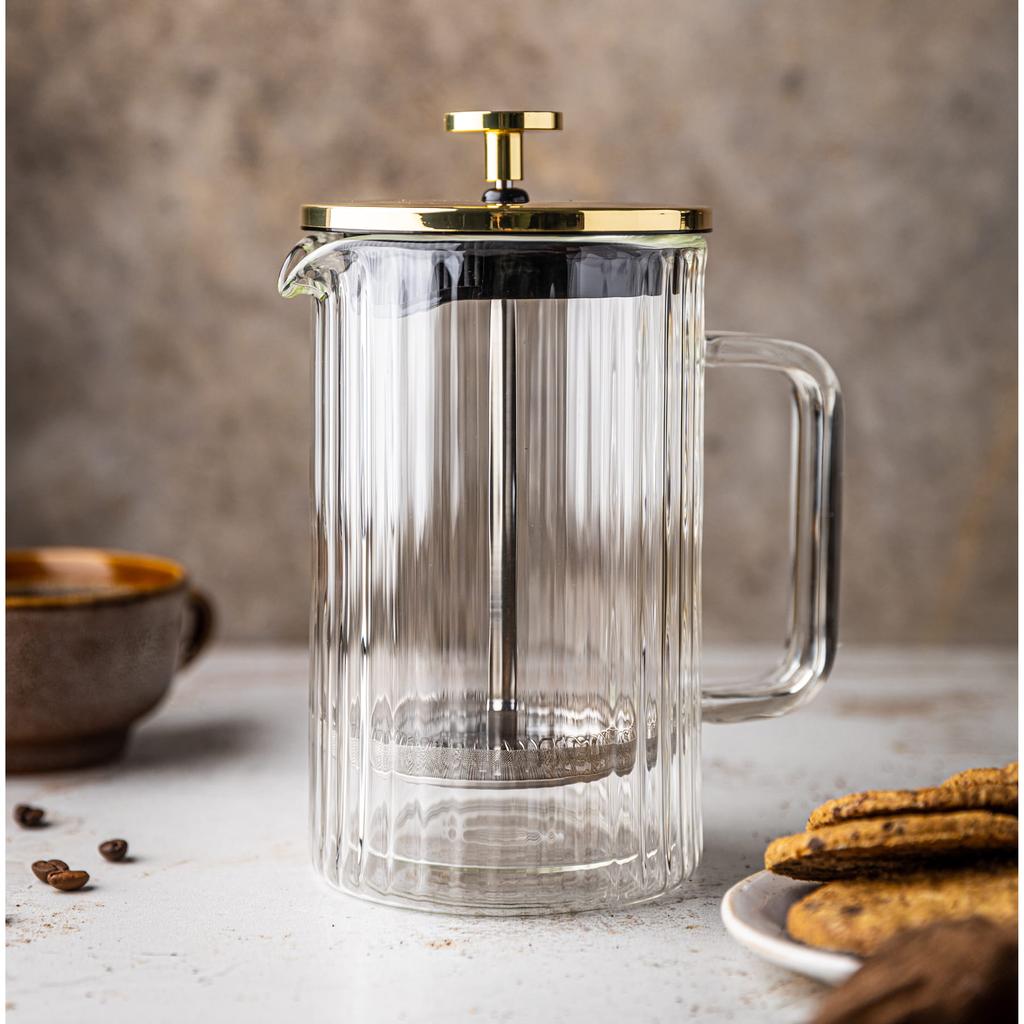 Coffee and tea infuser glass 600ml French Press gold KLAUSBERG KB-7760