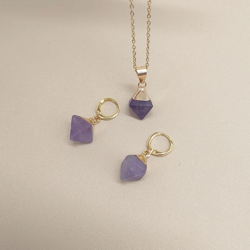 New Fashion Natural Stone Amethyst Crystal Rose Quartz Jewelry Gemstone Birthstone Pendant Necklace for Women