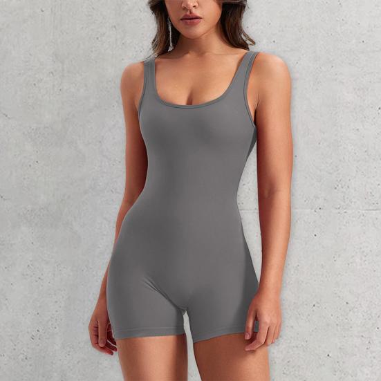 Женский комбинезон для йоги с открытой спиной, эластичный, мягкий, дышащий, с U-образным вырезом, скинни, подтяжка ягодиц, контроль живота, компрессионный компрессионный компрессионный комбинезон без рукавов, спортивный тренажерный зал