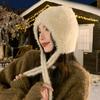 Плюшевая шапка женская сезонная может быть ленивой ветровой утолщенной шерстяной шапкой большой окружности головы защитная шапка для ушей теплая вязаная шапка