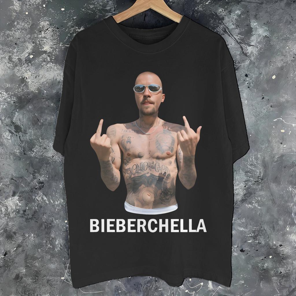 Футболка Justin Bieber Coachella Bieberchella Concert 2026 для унисекс женщин Новое поступление Футболки Хлопковая одежда
