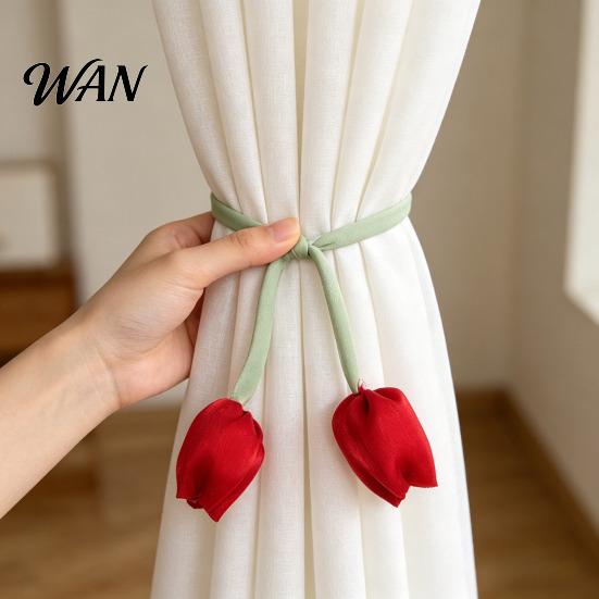 Versatile Curtain Ties 2Pcs Tulip Bud Ties, Decorative Tiebacks, Flower High-end Fabric Buds Soft Rope Tiebacks for Bedroom Curtains Patio Drapes