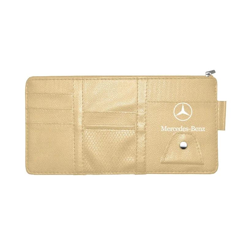 TUON5 Car Sun Visor Point Type Multi-function Storage Bag Car Accessories Stickers For Mercedes Benz AMG W204 W213 W205 W211 W212 W176