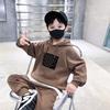 2023 Boys' & Girls' Trendy Western-Style Suits: Spring/Autumn Sports Sweatshirts & Winter Plus Velvet Two-Piece Sets