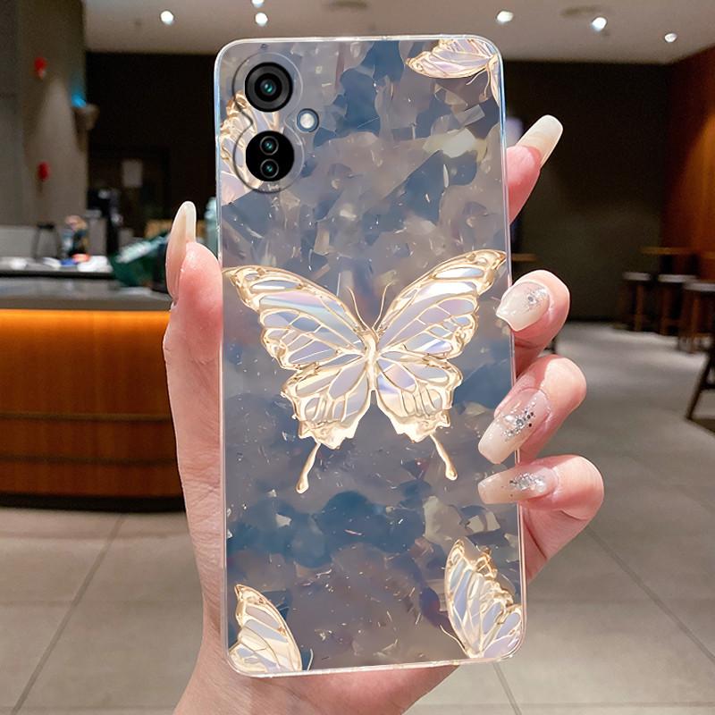 For Tecno Camon 19 Neo Casing Luxury Fashion Butterfly Flowers Soft TPU Silicone Clear Back Cover Camon 19Neo CH6i Phone Case
