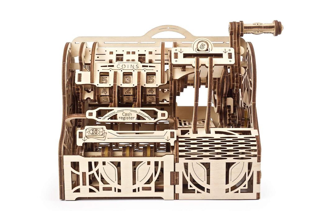 Ugears Cash Register 70136 Wooden Puzzle Piggy Bank No Glue or Tools Required 3D Puzzle with Assembly Instructions