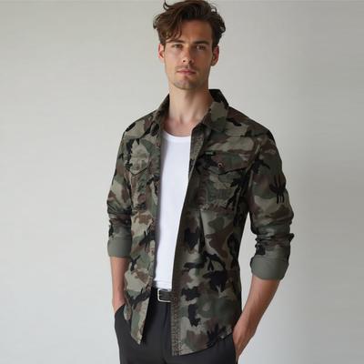 Мужская военная камуфляжная рабочая рубашка – Винтажная ретро рубашка свободного кроя с длинным рукавом, повседневная тактическая куртка для улицы и на каждый день