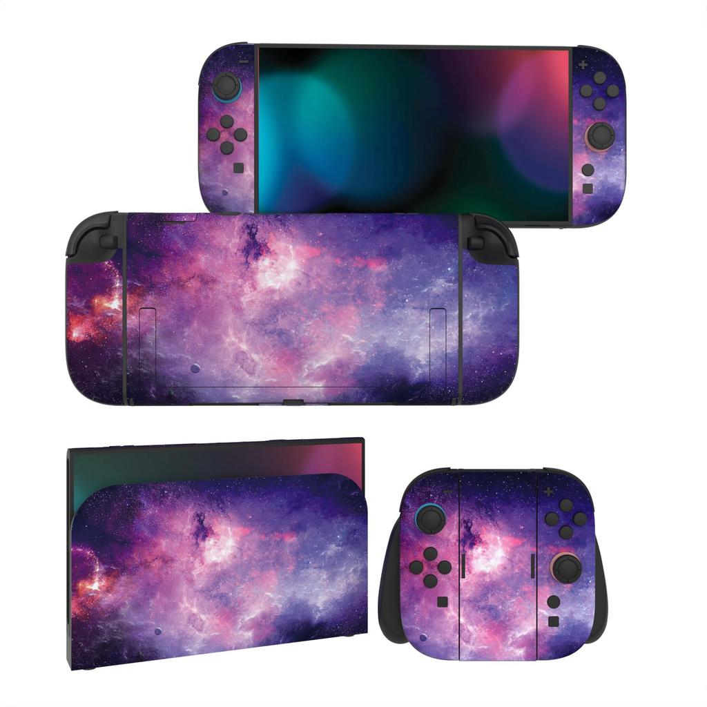 PlayVital Nintendo Switch 2 Console and Protective Sticker Set with Customizable Vinyl Dock Grip Stickers (2025) Joy-Con (2 Sets) Stickers, & [Nebula