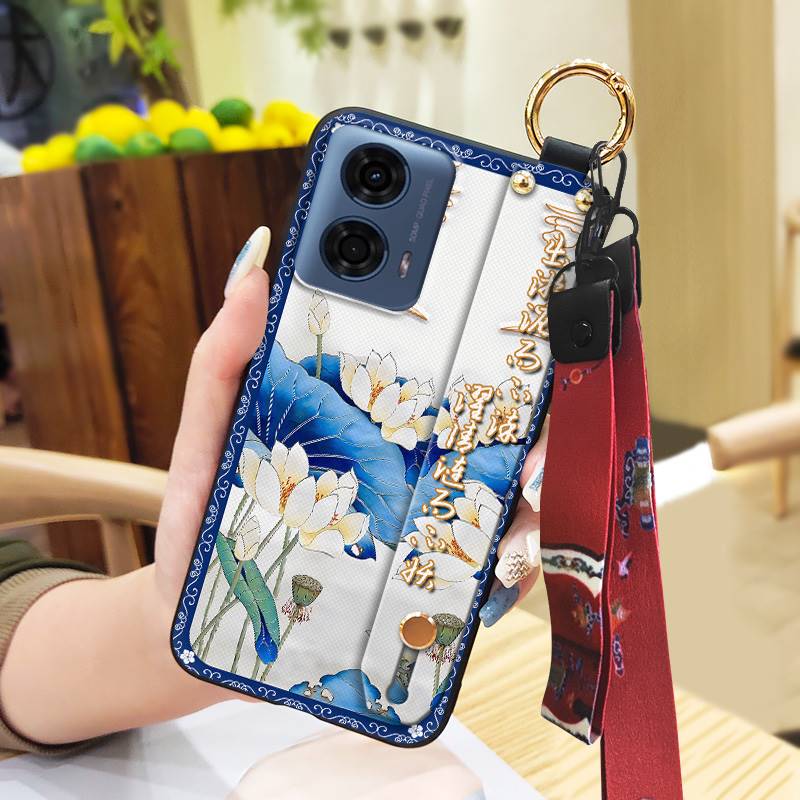 Пылезащитный ремешок на запястье Чехол для телефона для MOTO G24 Power Шнурок для мамы Прочный браслет Модная подставка Силиконовое кольцо