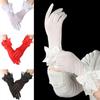 Fashion Chiffon Sunscreen Bow Bride Mittens Driving Gloves Lace Gloves