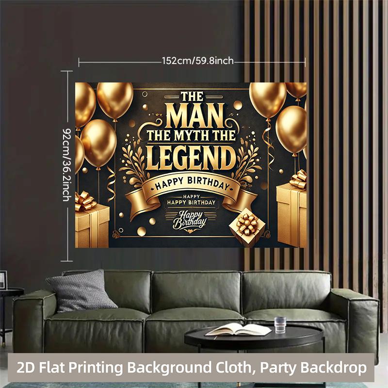 2D background cloth 1 piece, happy birthday male legend mythology vibrant background cloth for birthday party