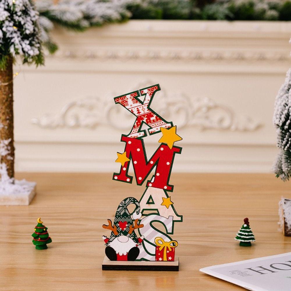 Wood Mini Office Alphabet Handicrafts Home Jigsaw Ornaments Kit Children Toys Desktop Ornaments Christmas Decoration