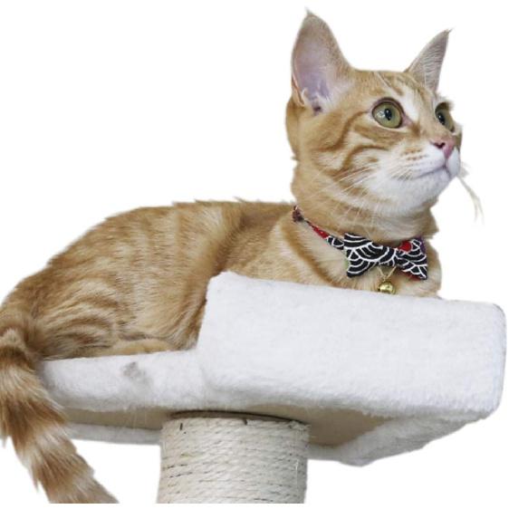 PetSoKoo Bowtie Cat Collar with Bell Breakaway, Japan Chirimen Fabric Golden Bell