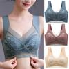 Sexy Lace Bras for Women Perspective Full Cup Solid Color Brassiere V-Neck Seamless Crop Top Female Push Up Breathable Lingerie