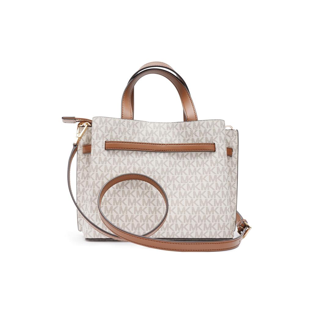 New MICHAEL KORS Emilia Canvas Square Handbag, Shoulder Bag, Crossbody Bag Small Women's Vanilla White 35H0GU5S1B-VANILLA