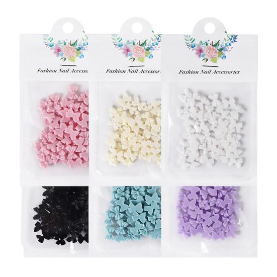 50Pcs Nail Bow Charm Three-dimensional Decorative Resin Exquisite Ornaments Cute Manicure Accessories Store Supply