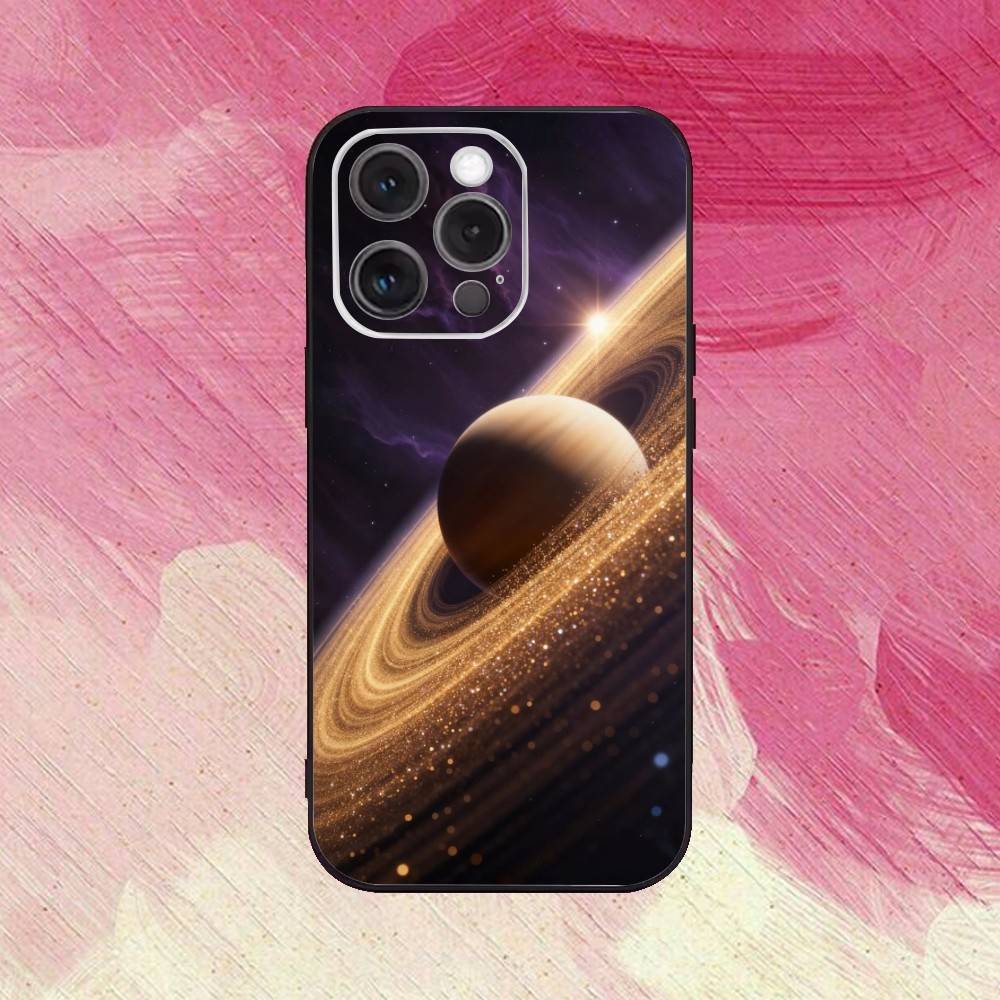Планеты Вселенной Чехол для телефона Для iPhone17,16,15,14,13,12,11 Plus,Pro Max Мягкий черный чехол