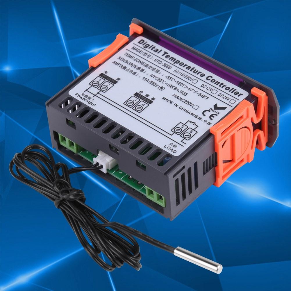 STC-3000 110 В-220 В сенсорный цифровой термостат с датчиком температуры(10А)