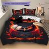 3pc Flame Owl Cover Set - 1 Quilt Cover + 2 Pillowcases, All Seasons Bedroom Setting, Perfect for Home046