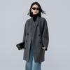 2025 Autumn/Winter Women's Stand Collar Double-Faced Medium Cocoon Alpaca Wool Coat