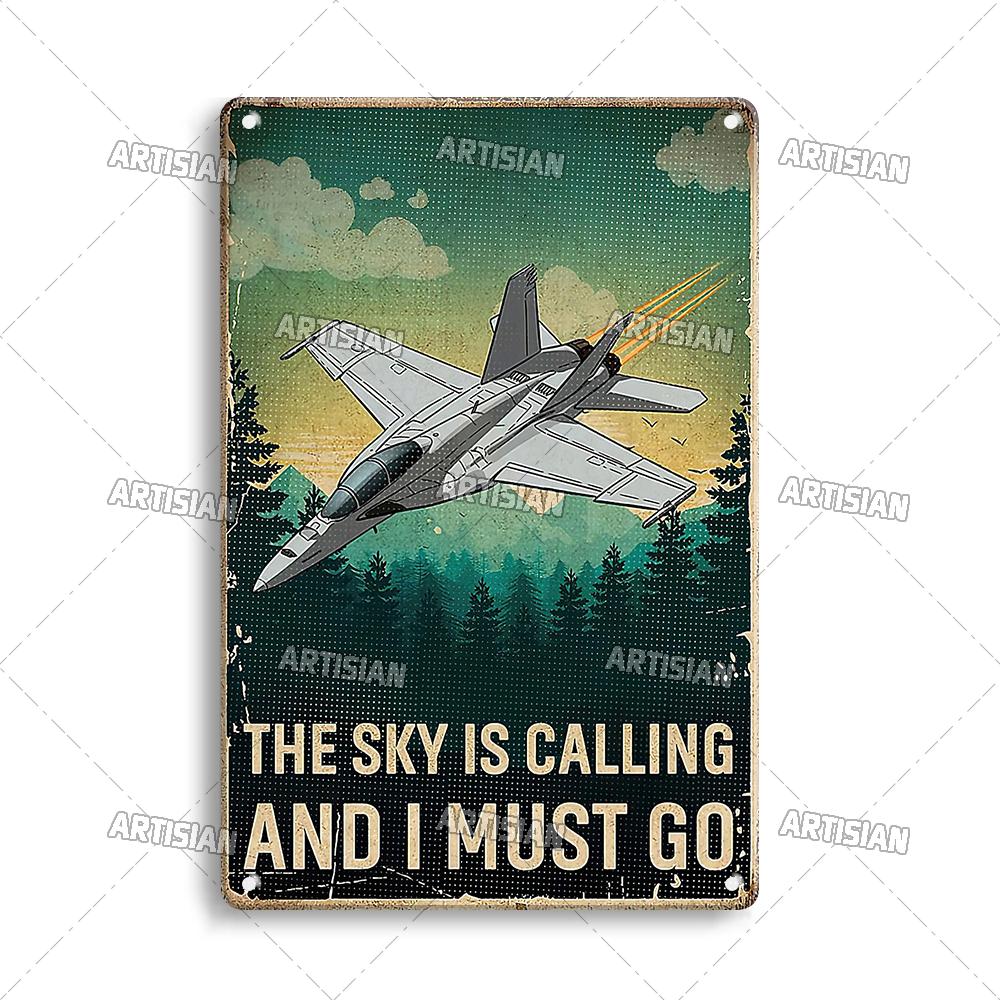Artisian Flying Metal Sign Pilot Tin Plaque Flight Attendant Decorative Poster Wall Decor Garage Bar Pub Club Hotel Cafe Kitchen
