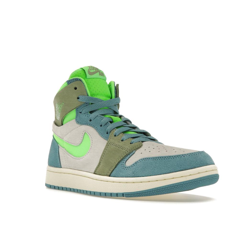 Air Jordan 1 High Zoom Comfort 2 University Blue Volt Женские кроссовки Бело-Оливковые DV1305-433
