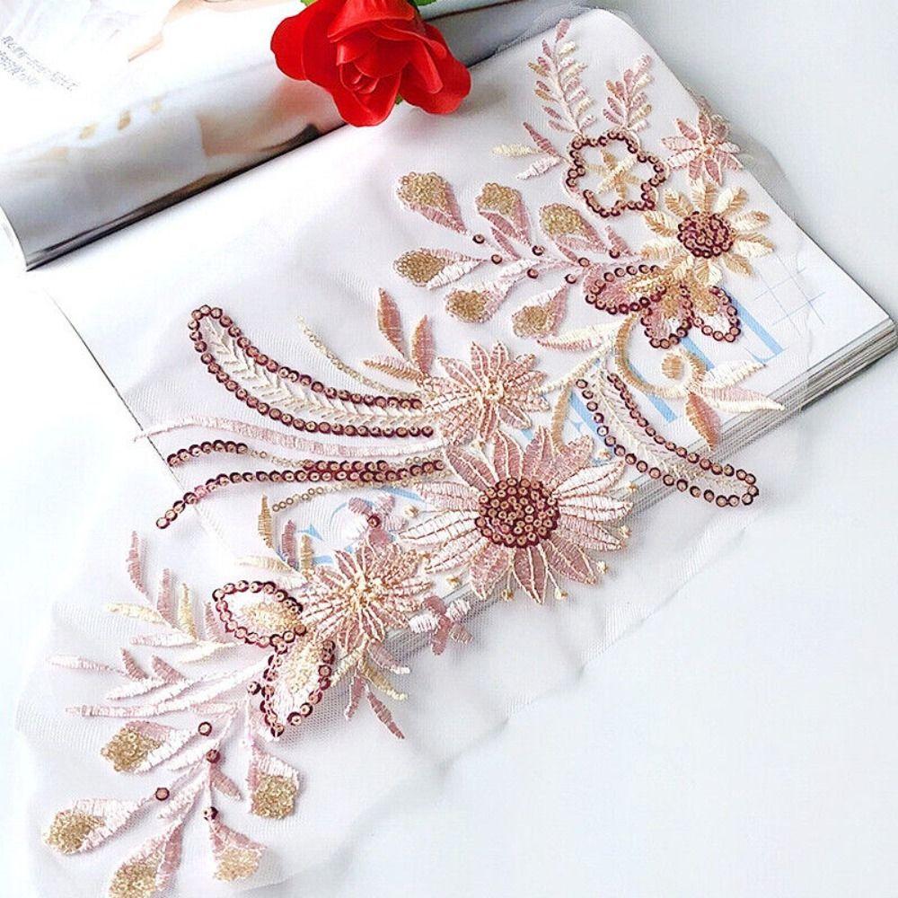 Sew Mesh Embroidery Flower Lace Patch Polyester Embroidered Fabric Stickers Clothing