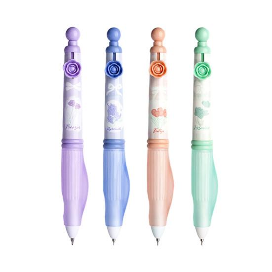 4 шт. шариковая ручка с возможностью заправки, выдвижная шариковая ручка со средним кончиком 0,5 мм, черная ручка с мягкой ручкой для детей и школьников