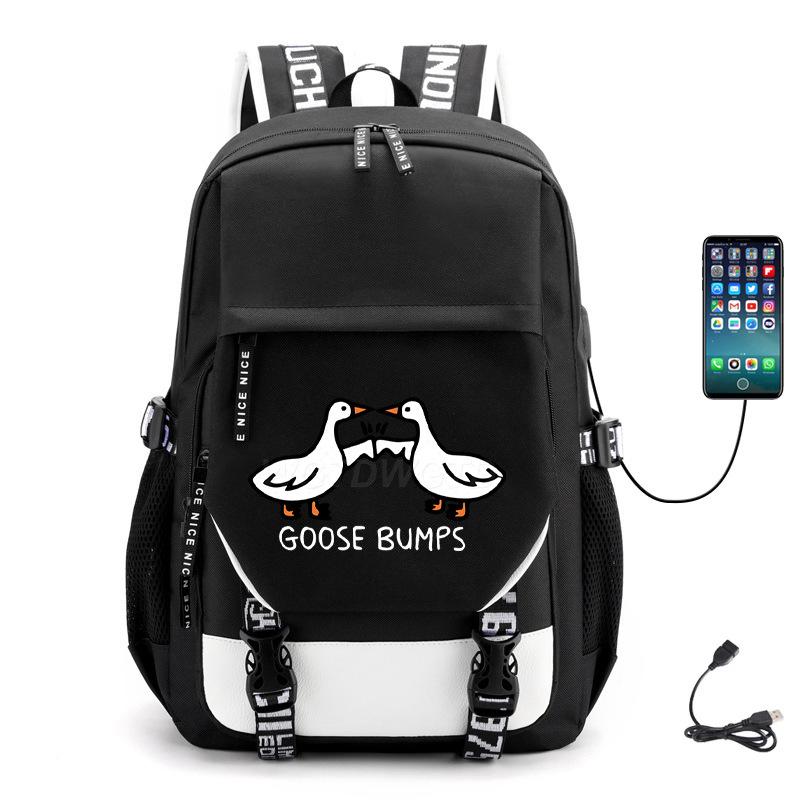 Multifunctional Goose Backpack Large Capacity Student Bag Leisure Travel Usb Computer Bag