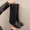 Women Trouser Legs High Boots Slip On Shoes 2025 Autumn Winter Low Heel Ladies Knight Long Booties