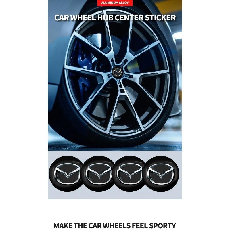 Комплект из 4 эмблем-колпачков на центр ступицы колеса с логотипом Mazda - 56 мм Прочные наклейки для различных моделей