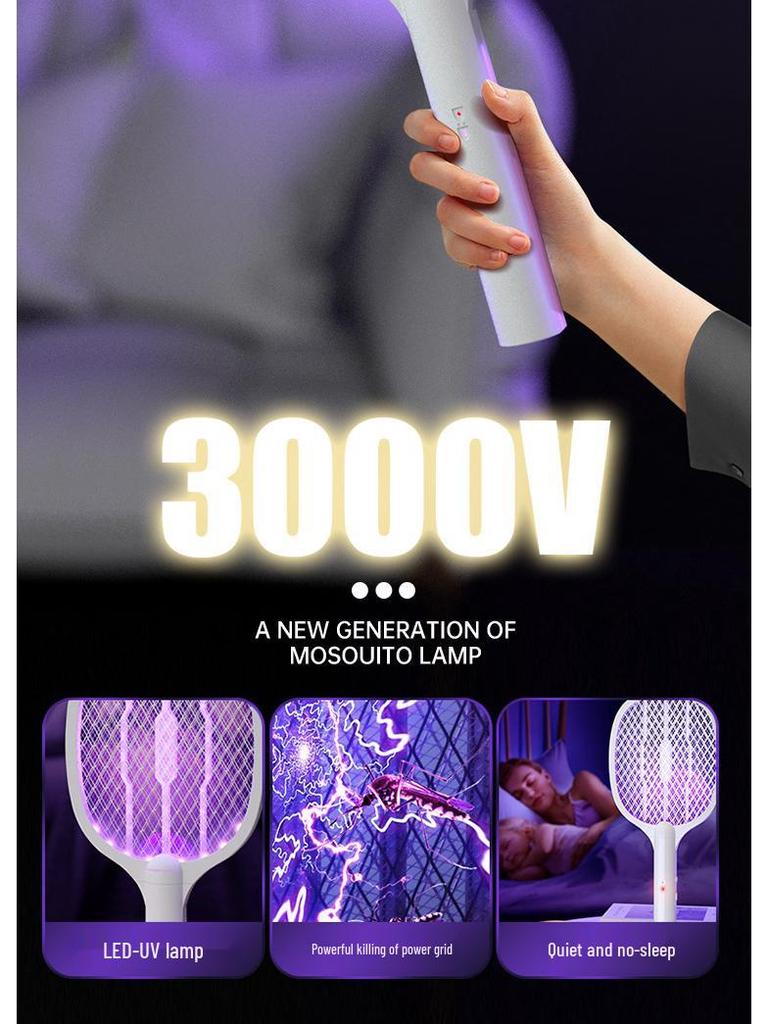 Electric Mosquito Swatter: Folding, Handheld, Rechargeable with Automatic Luring and Killing Lamp