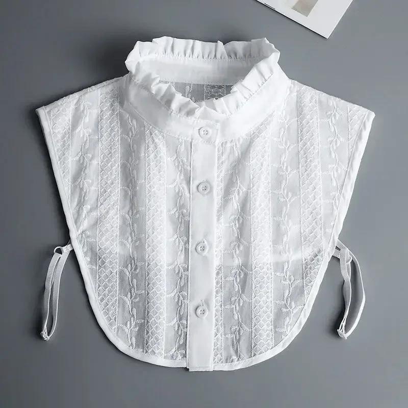 Hollow Lace Chiffon Doll Cotton Fake Collar Blouse Sweater Detachable Shirt Collar False Collar Lapel Women Top Collars Decor