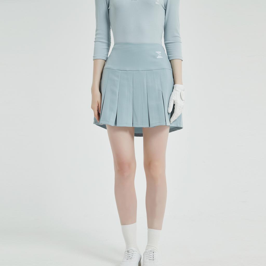 I Parka Vertical Pouch Pleated Skirt (Sky Blue)