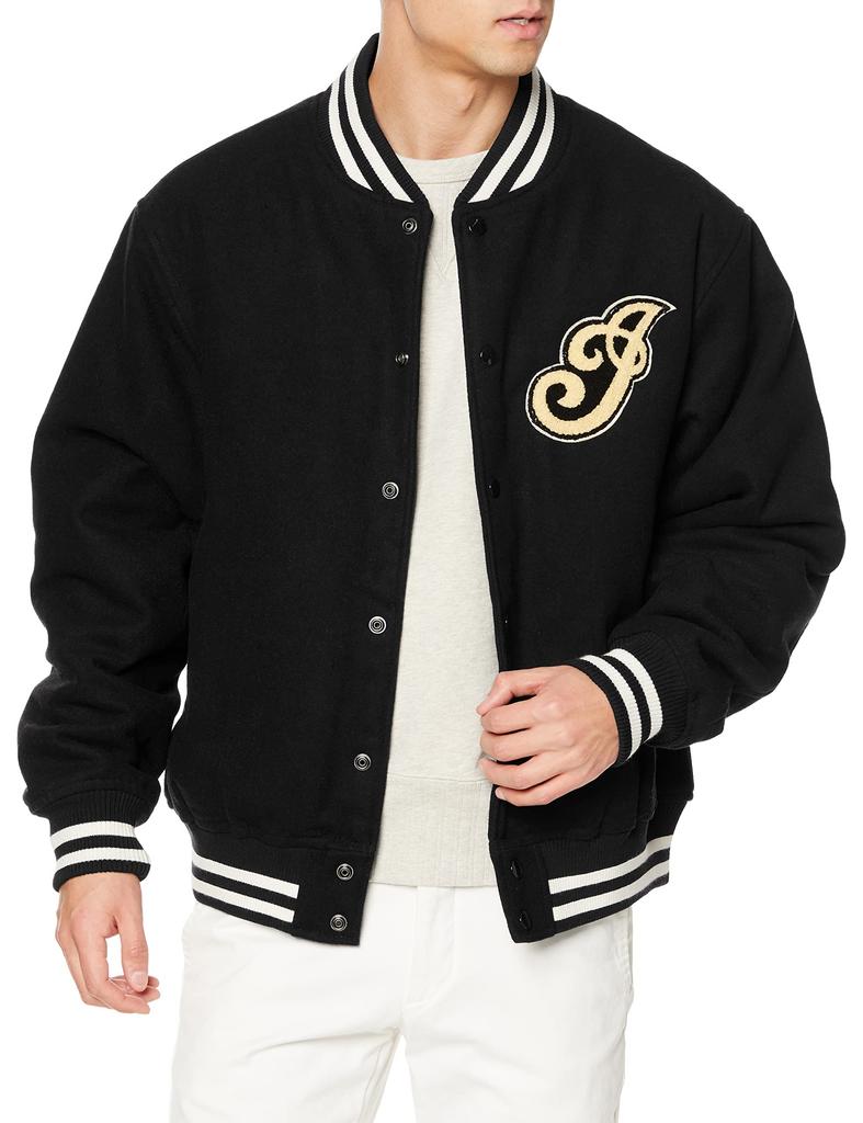 Indian Melton Stadium Jacket with Black Initials,
