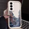 Мягкий силиконовый чехол с рисунком города для Samsung S25 S24 S22 Ultra Plus S23 S21 S20 Fe A55 A54 A53 A35 A15 A16, однотонная защитная крышка объектива