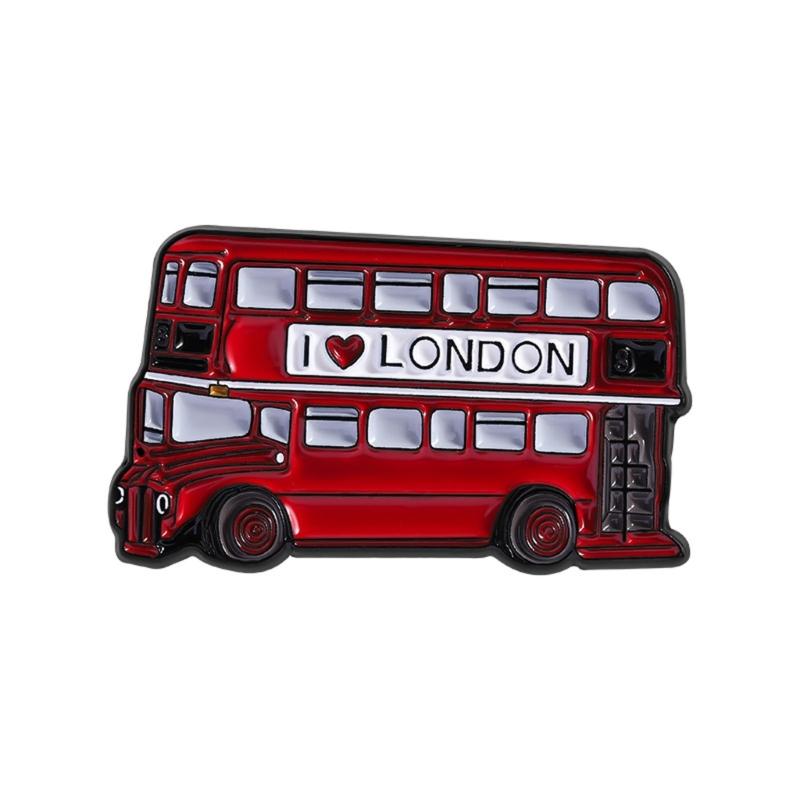 British Souvenir Enamel Pin Red Double Layer Bus Brooch Alloy Accessory For Jacket Backpack Fashion Jewelry